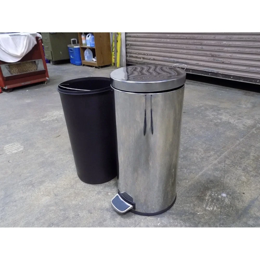 13gal Stainless Touchless Commercial Hands Free Step Trash Can & HD Liner